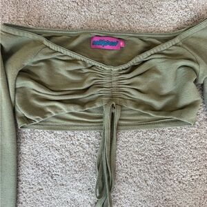 Edikted Sage Green Ruched Crop Top